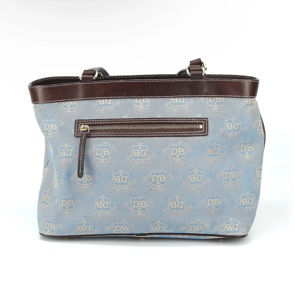 Dooney & Bourke East West Canvas / Leather Trim Donegal Crest Tote Shoulder Bag